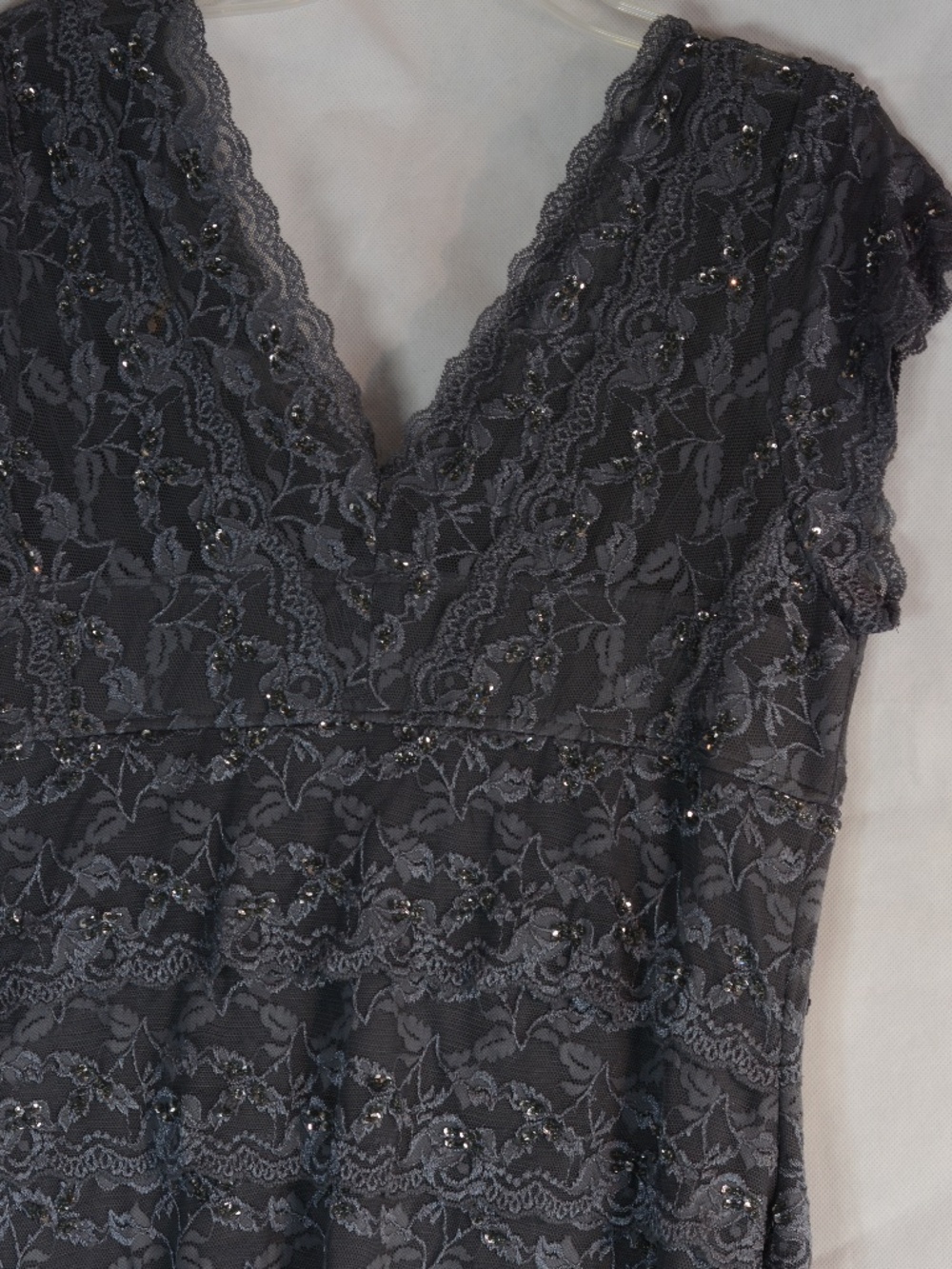 Beaded/Sequined Lace Stretch Dress SZ 16 Laura